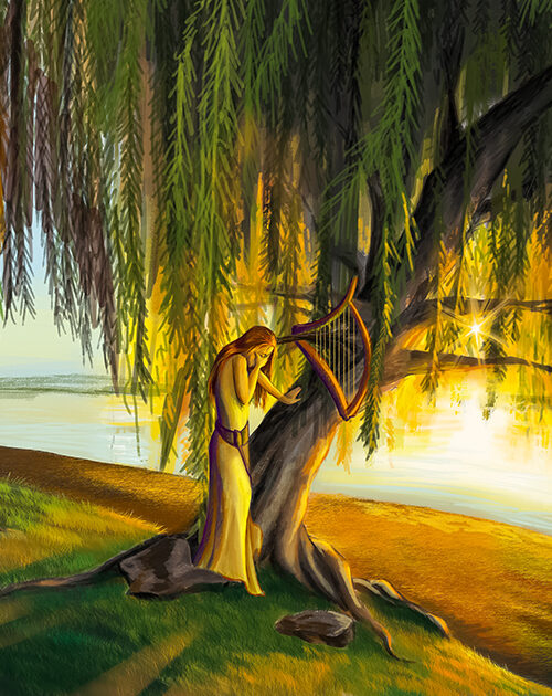 Psalm 137, harps on tree